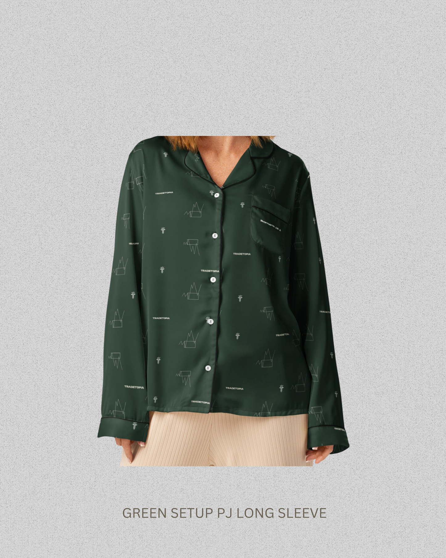 Green long sleeve Mitigation pajama top Womens